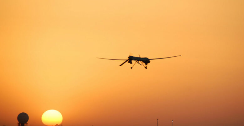 A US Air Force MQ-1B Predator goes out on patrol from Balad Air Base, Iraq, in August 2007.