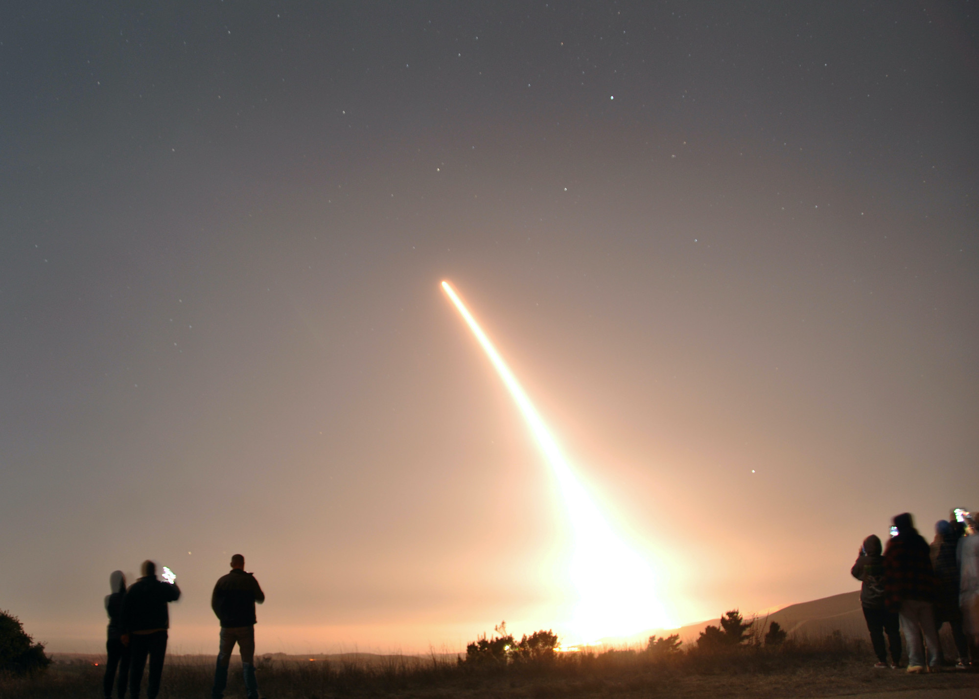An Air Force Global Strike Command unarmed Minuteman III intercontinental ballistic missile launches during an operational test at 12:27 a.m. Pacific Time, Thursday, October 29, 2020, at Vandenberg Air Force Base, California