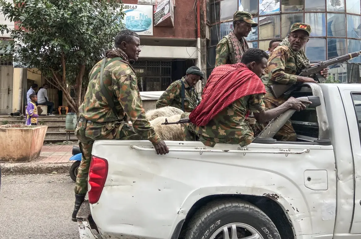 Members of an Amhara armed group who fight alongside federal and regional forces against fighters from the northern region of Tigray