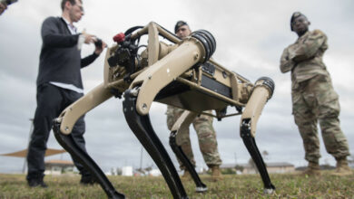 An unmanned ground vehicle is tested at Tyndall Air Force Base, Florida, Nov. 10, 2020.