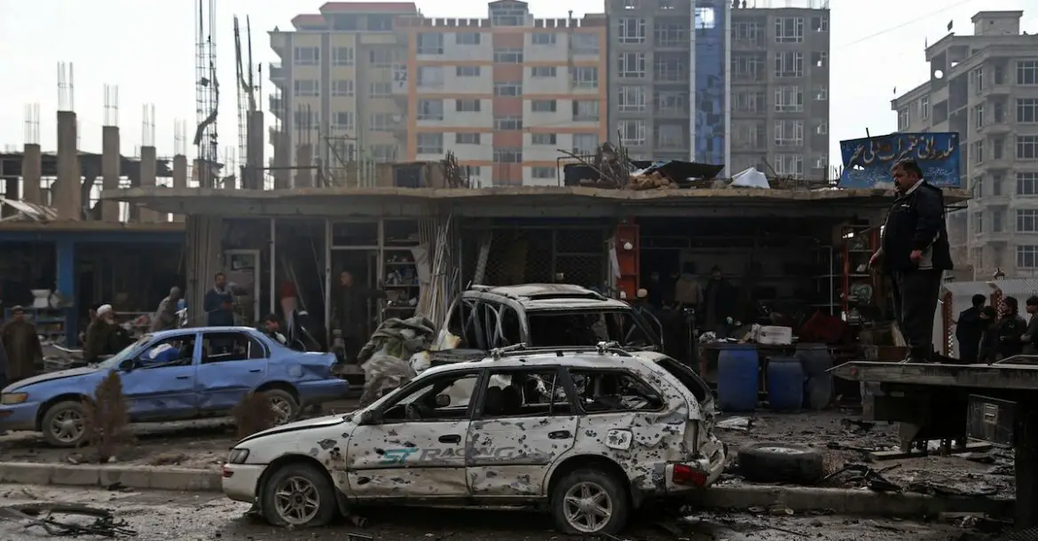 Damaged cars at the site of an attack in Kabul, Afghanistan, on Sunday, December 20, 2020