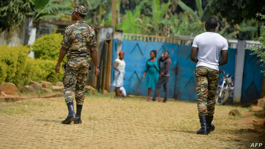 File photo of government soldiers are seen on patrol in Bafut, in the restive northwest English-speaking region of Cameroon, November 15, 2017