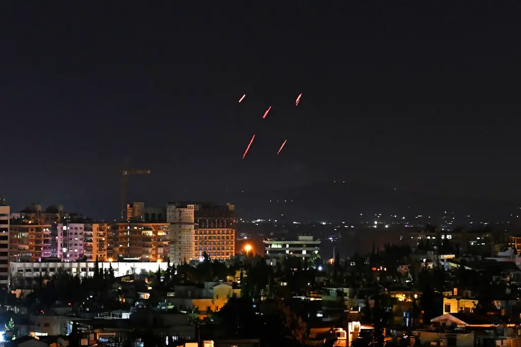 Syrian Air defences respond to Israeli missiles targeting south of the capital Damascus, on July 20, 2020