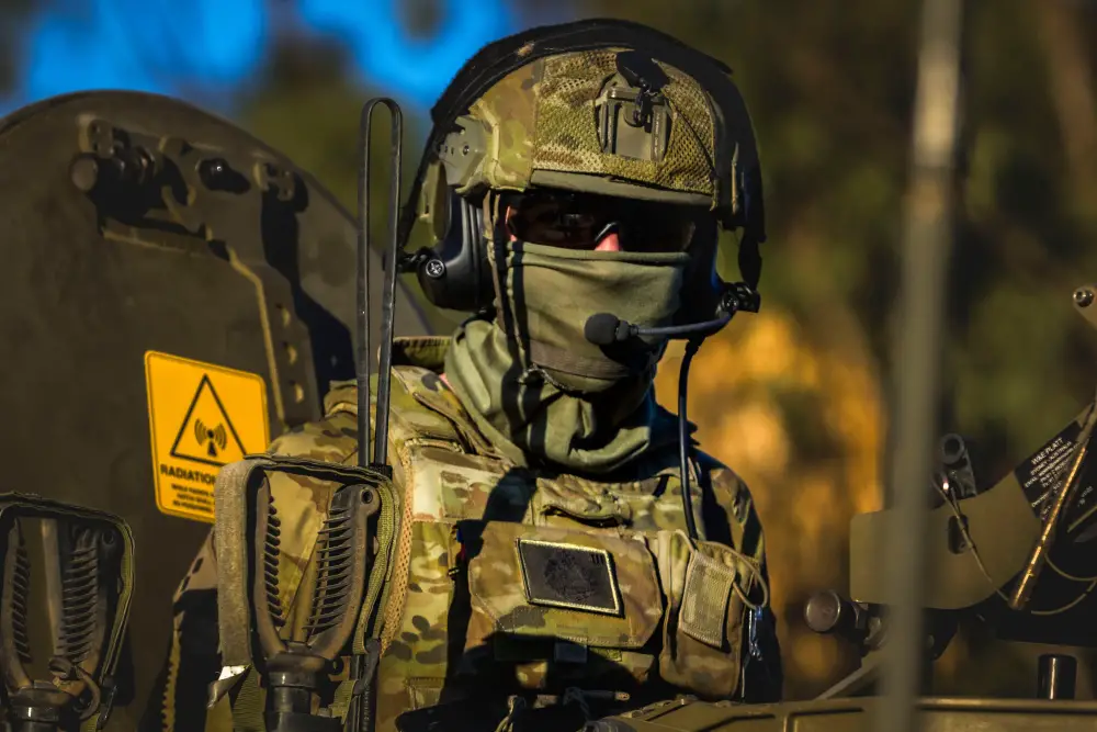 Australian Army Lieutenant coordinates the replenishment of Charlie Company at Townsville Field Training Area during Exercise Brolga Run, August 13, 2020