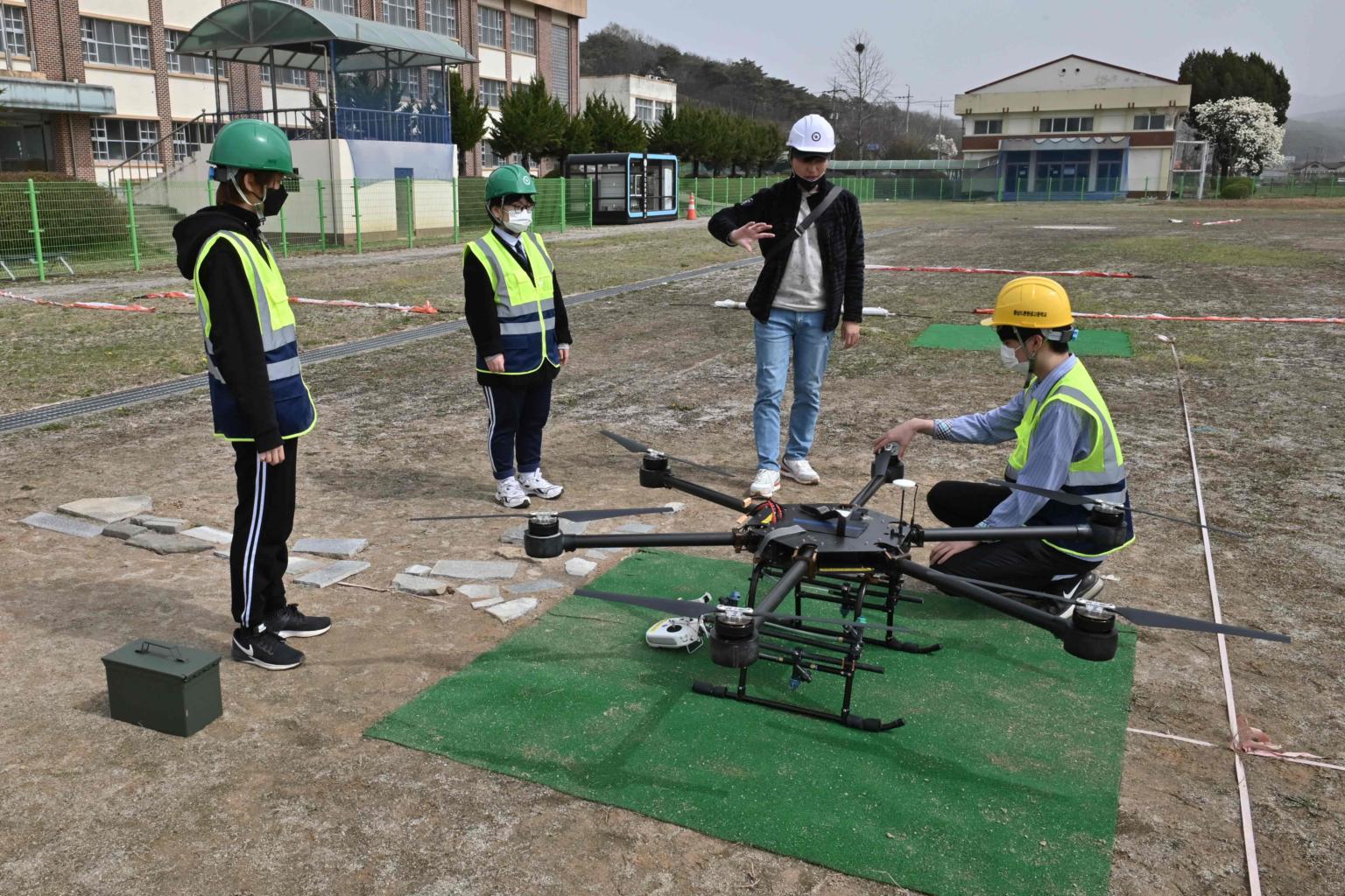 men testing their drone