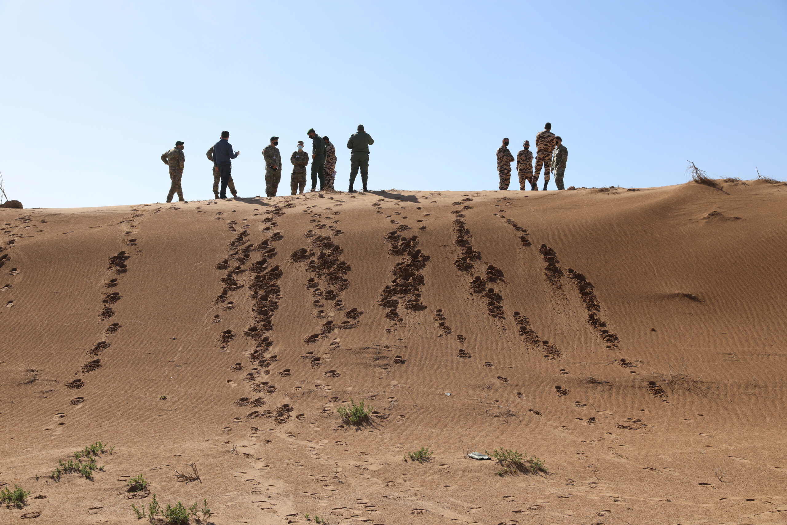 Planners for exercise African Lion 21 survey a small arms weapons range during a visit to Morocco, January 20, 2021