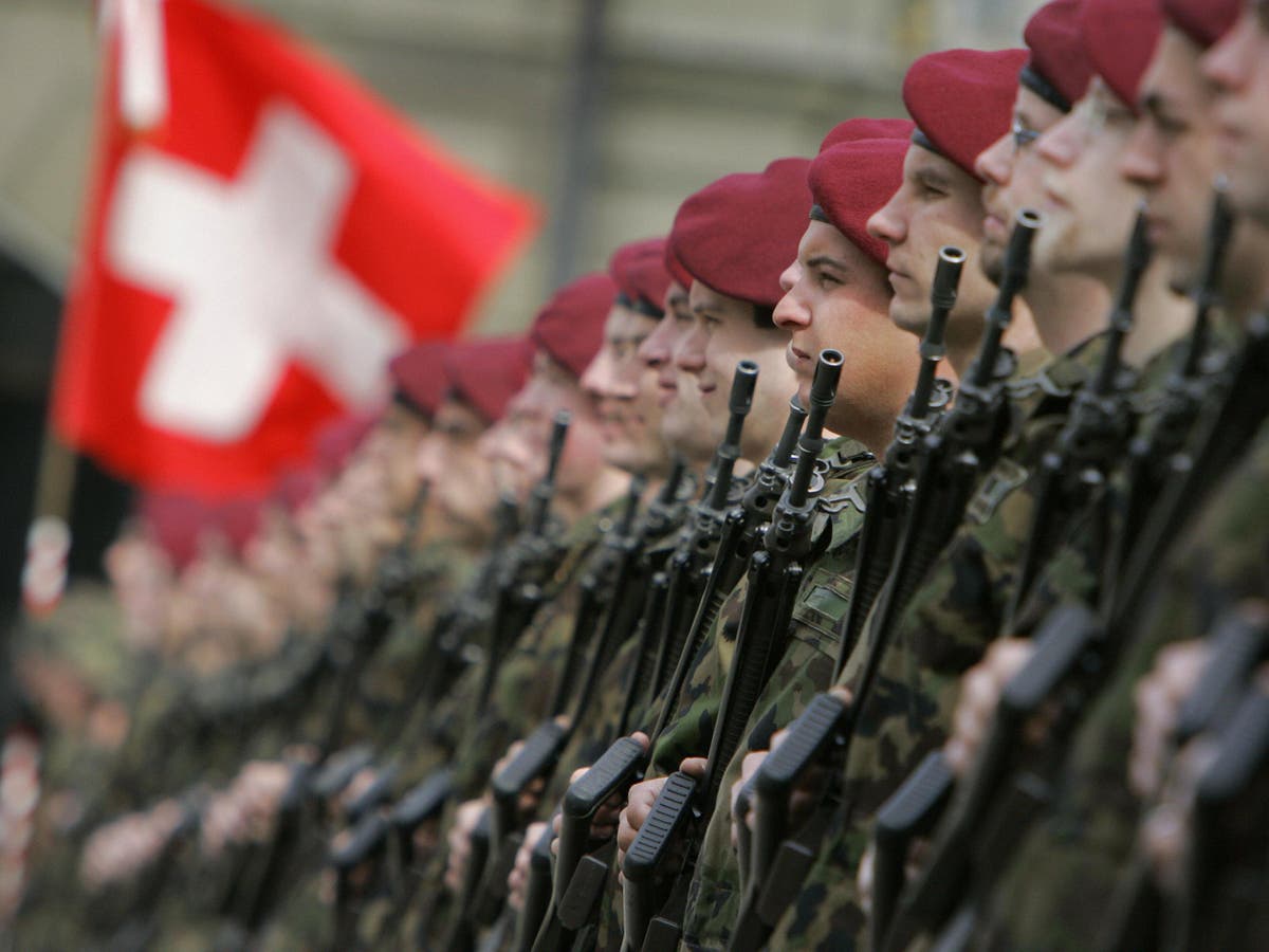 Swiss soldiers in ceremonial guard