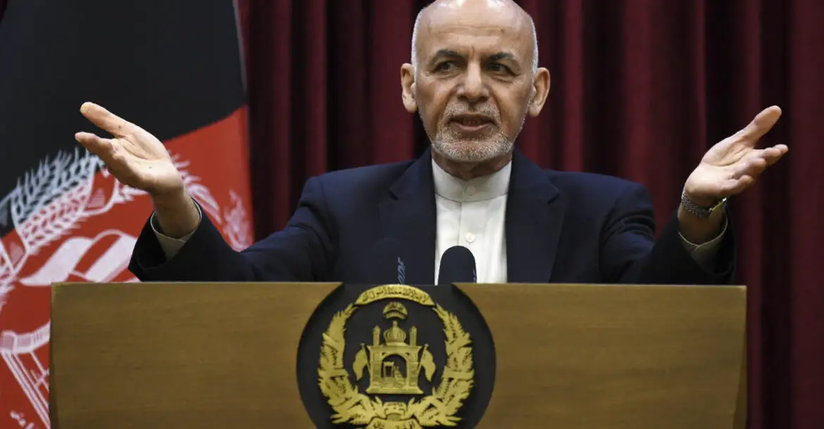 Afghan President Ashraf Ghani gestures as he speaks during a press conference at the presidential palace in Kabul on March 1, 2020