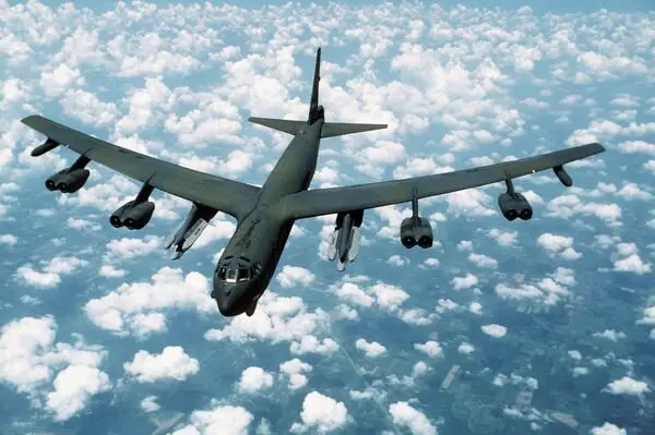 A B-52H strategic bomber equipped with the AGM-86 variant Air-Launched Cruise Missile