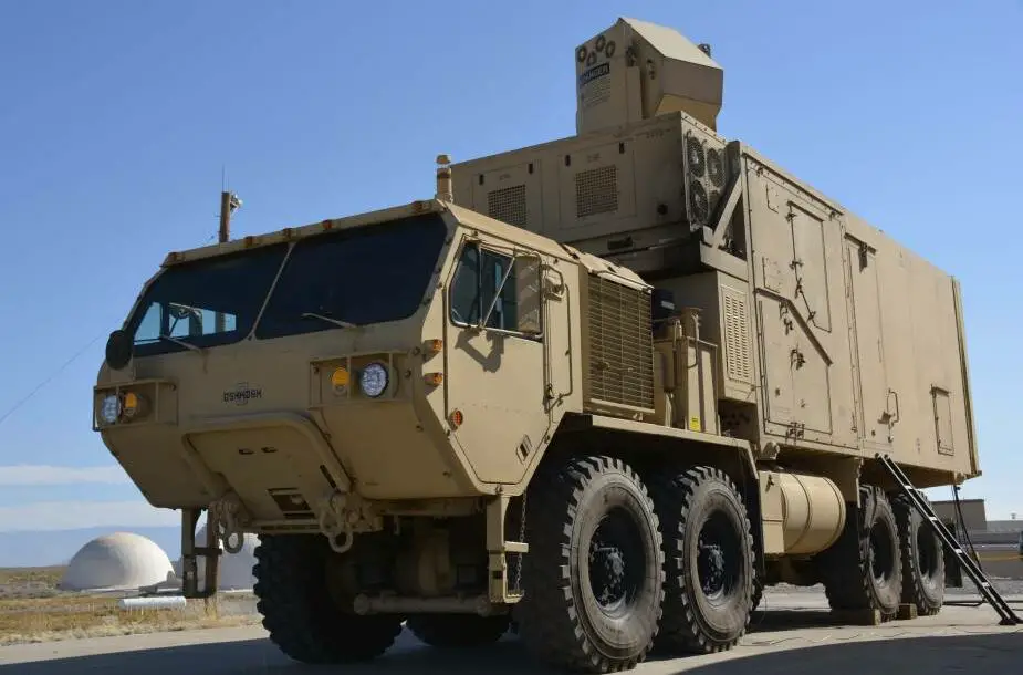 The HEL-MD laser system mounted on a standard Army heavy expanded mobility tactical truck