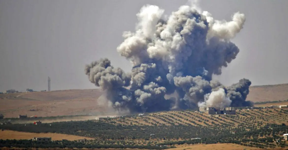 An air strike, reportedly by Syrian regime forces, hits rebel-held areas of the city of Daraa in southern Syrian