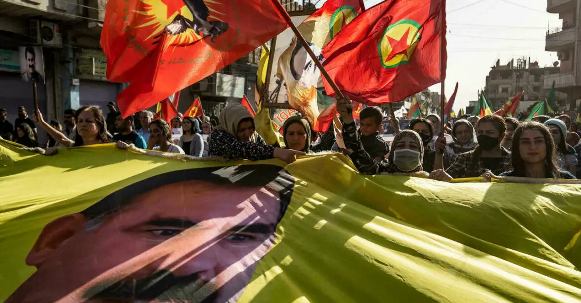 Syrian Kurds demonstrate against Turkey's offensive on PKK areas in northern Iraq in Qamishli, Syria