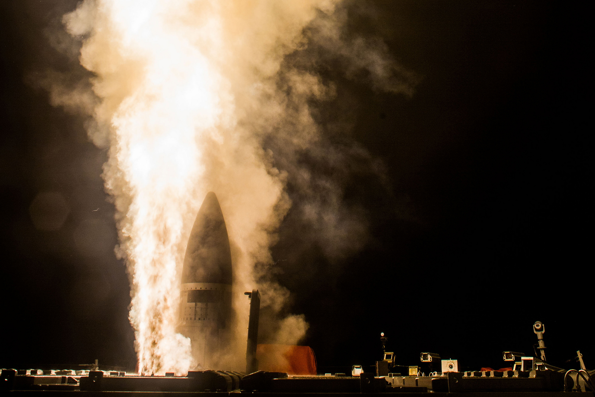 A Standard Missile-3 (SM-3) Block IIA is launched from the guided-missile destroyer USS John Paul Jones (DDG 53) during a flight test off Hawaii in 2017