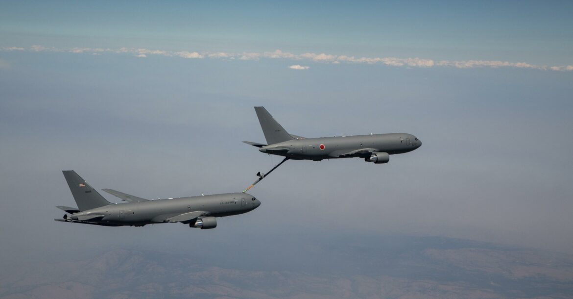 The Japan-bound tanker recently refueled another KC-46A in the skies over Washington state.