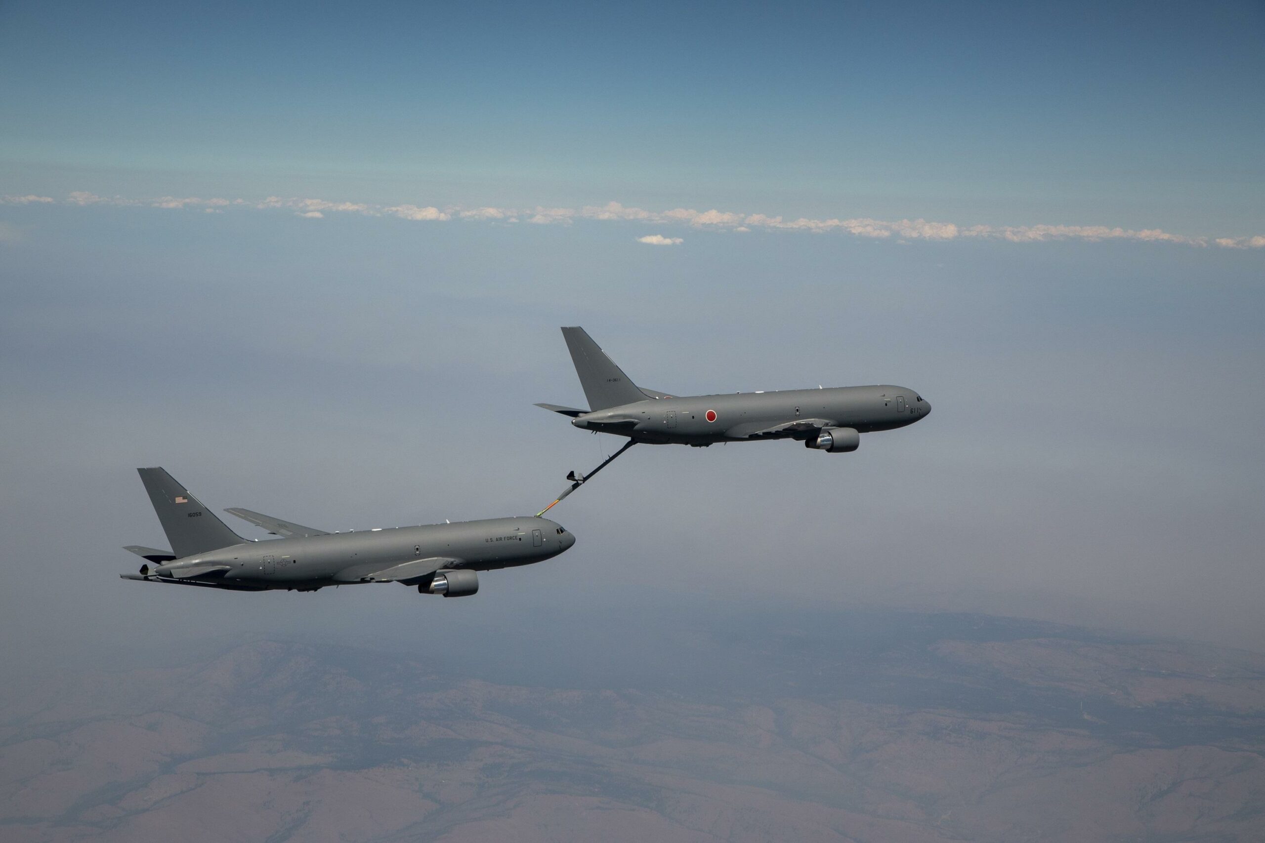 The Japan-bound tanker recently refueled another KC-46A in the skies over Washington state.