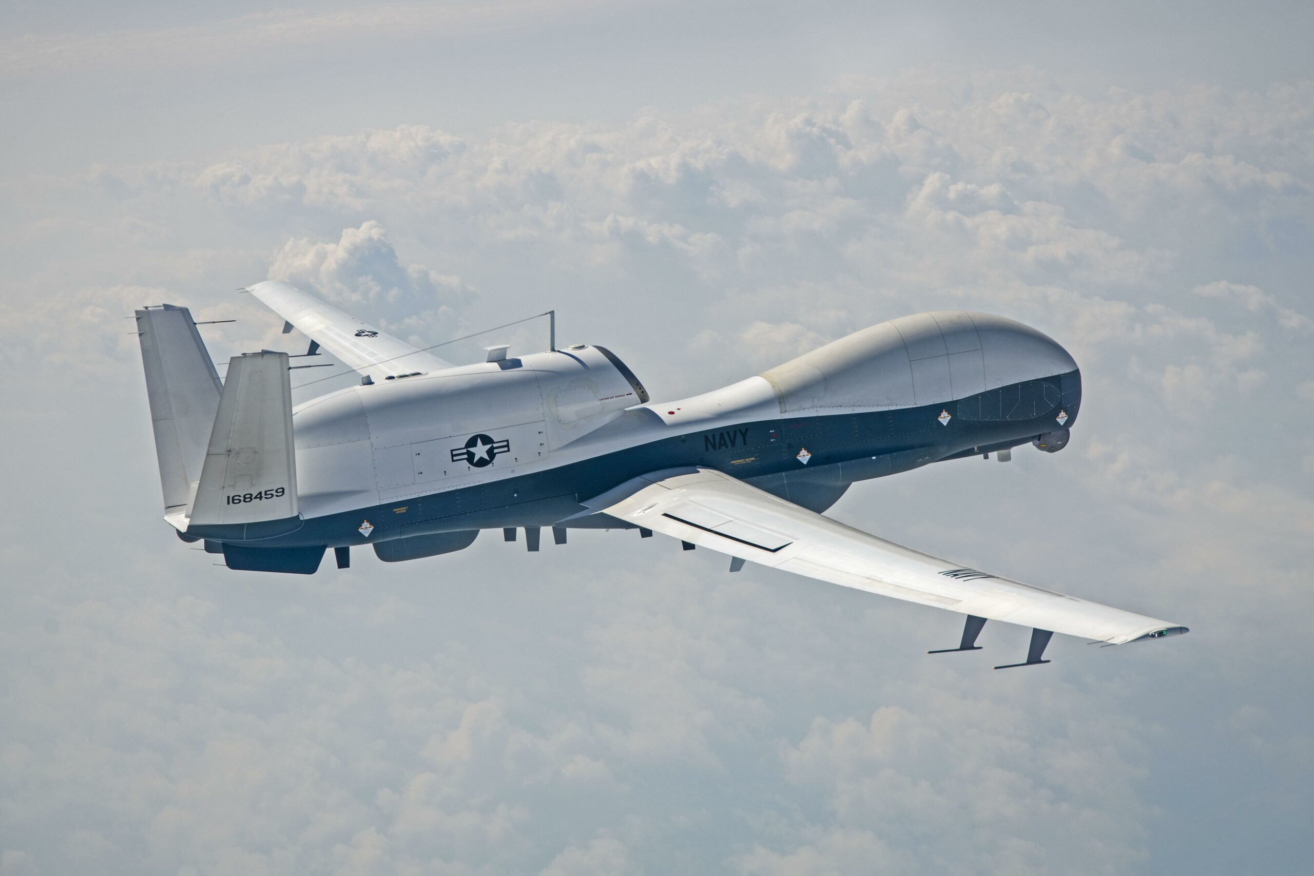 An MQ-4C Triton flew its first test flight in its new hardware and software configuration July 29 at NAS Patuxent River, Md.