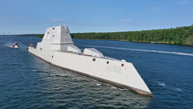 The DDG 1002 heading out to trials. Photo: Bath Iron Works