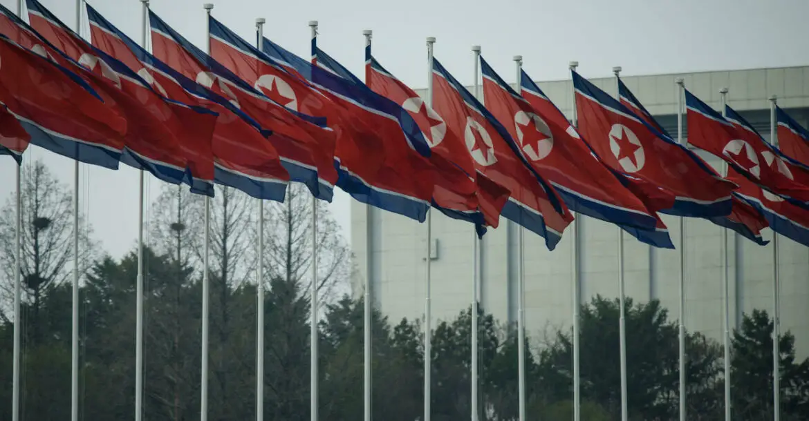 North Korean flags