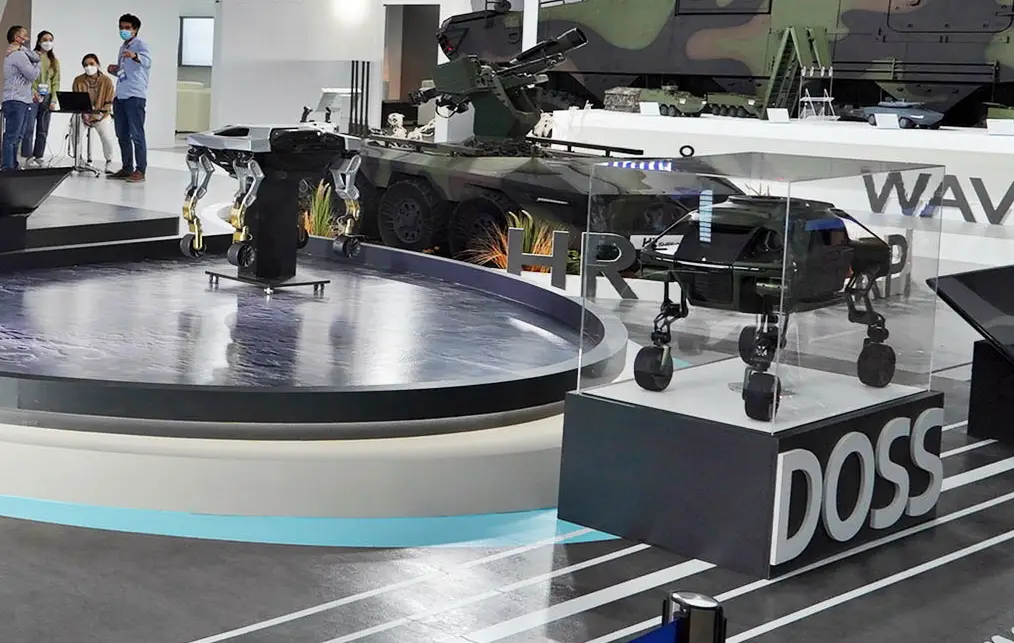 Hyundai's DOSS military robot as shown during the Seoul International Aerospace & Defense Exhibition (ADEX) 2021