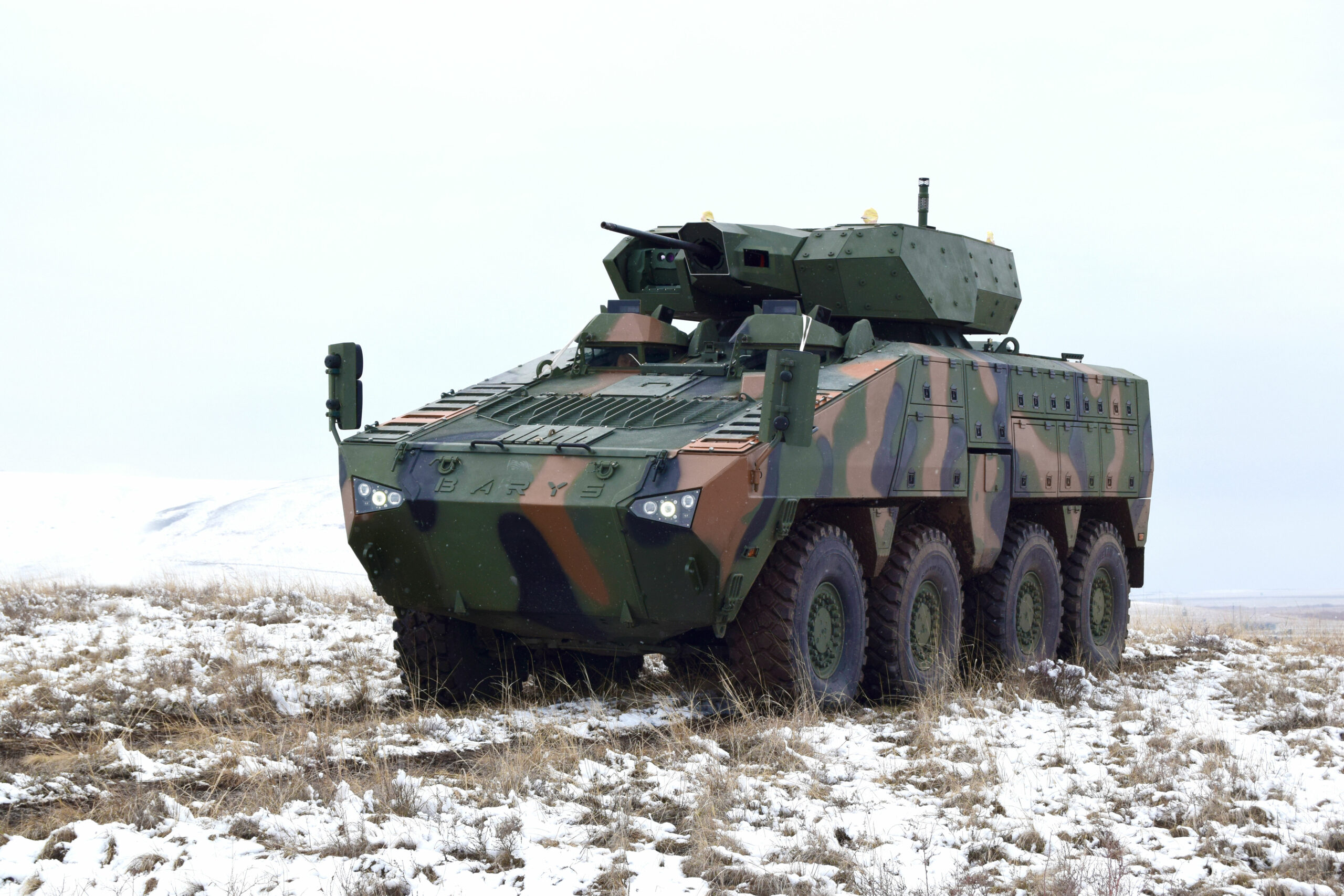 Kazakhstan Paramount Engineering's Barys combat vehicle in the snow