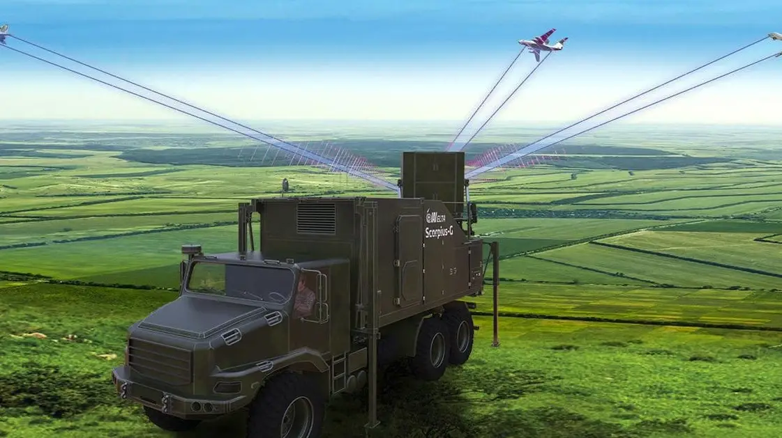 Rendering of Israel Aerospace Industries' Scorpius-G (ground) is a ground-based EW system designed to detect and disrupt ground- and airborne threats