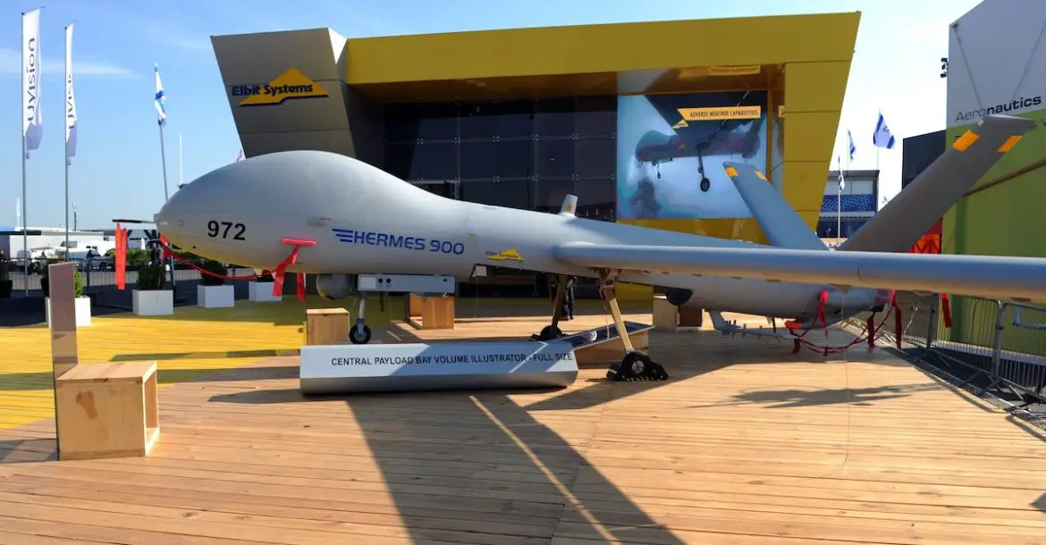 An Elbit Systems' multi-role long range Male UAV Hermes 900