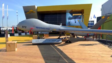 An Elbit Systems' multi-role long range Male UAV Hermes 900