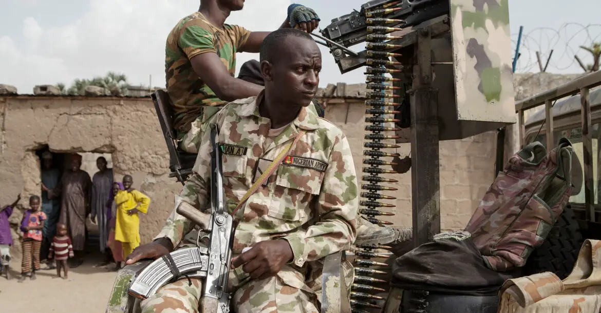 Nigerian soldiers patrolling