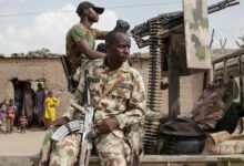 Nigerian soldiers patrolling