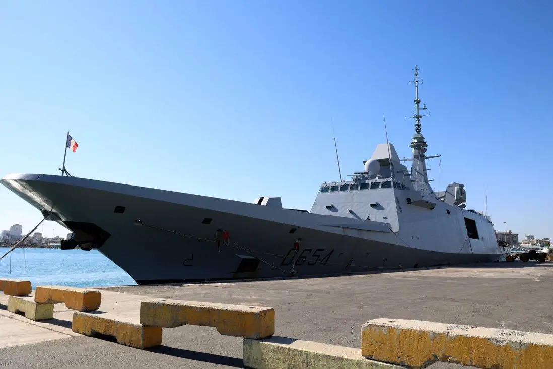 The French multi-mission frigate Auvergne is docked in Larnaca, Cyprus, on November 8, 2021