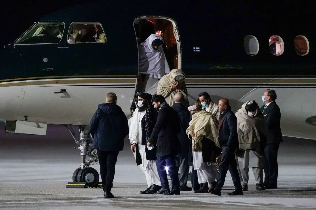 Taliban representatives arrive in Gardermoen, Norway