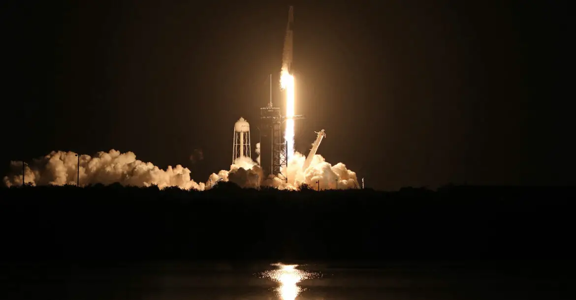 A SpaceX Falcon 9 rocket lifts off from launch complex 39A at the Kennedy Space Center in Florida