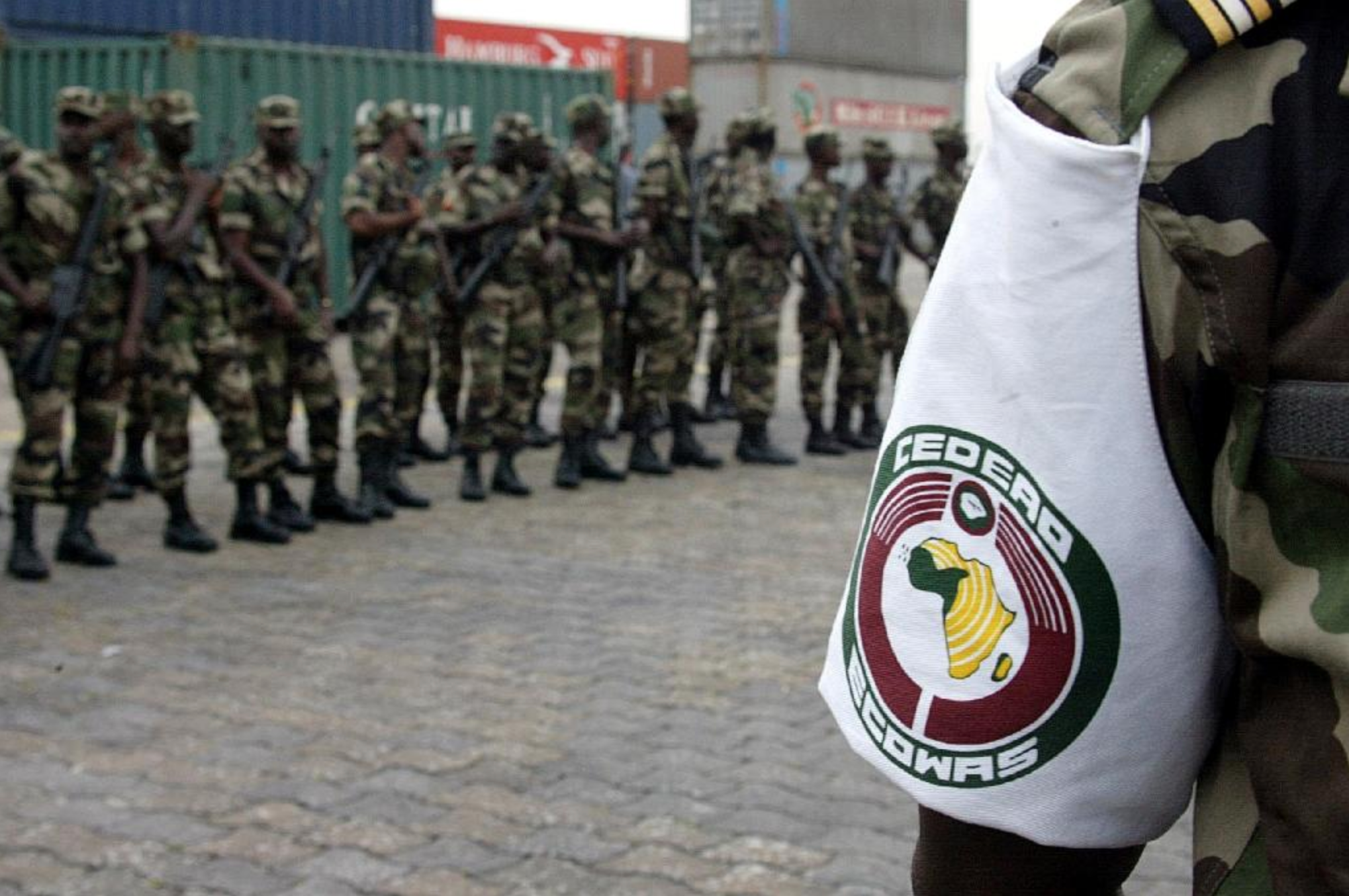 Senegalese soldier wearing ECOWAS colors