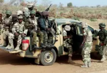 Nigerian army soldiers on patrol