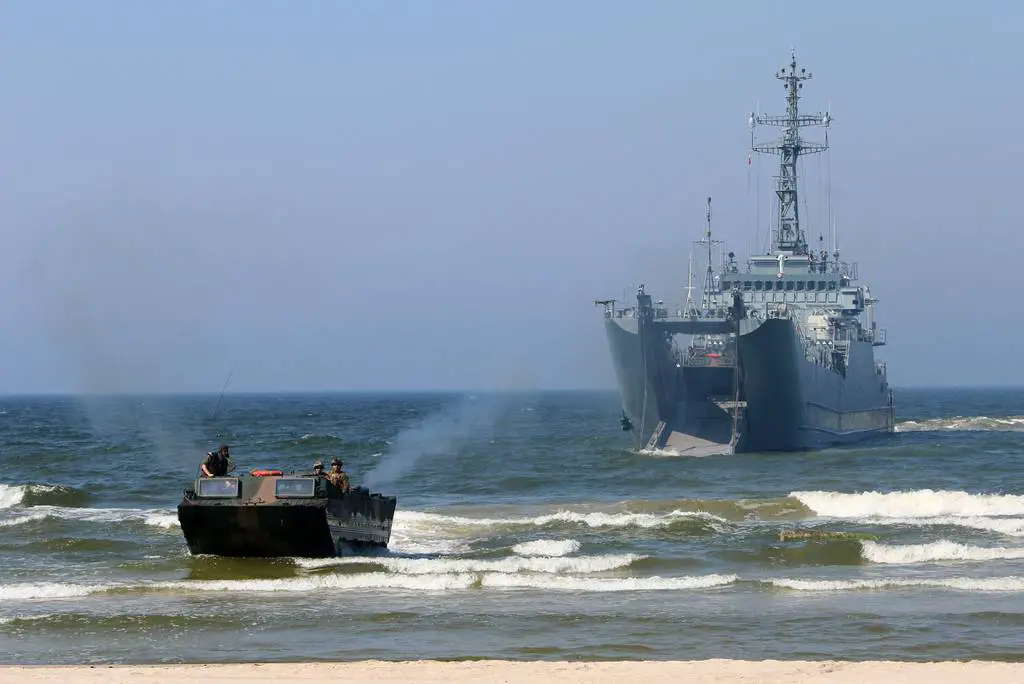 NATO troops conduct a massive amphibious landing during the Exercise Baltic Operations on the Baltic Sea