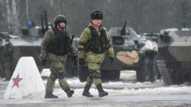 Servicemen during joint military drill between Russia and Belarus