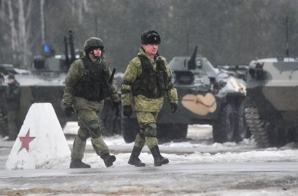 Servicemen during joint military drill between Russia and Belarus
