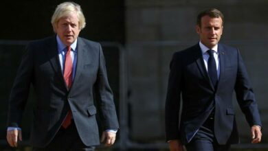 UK Prime Minister Boris Johnson with French President Emmanuel Macron