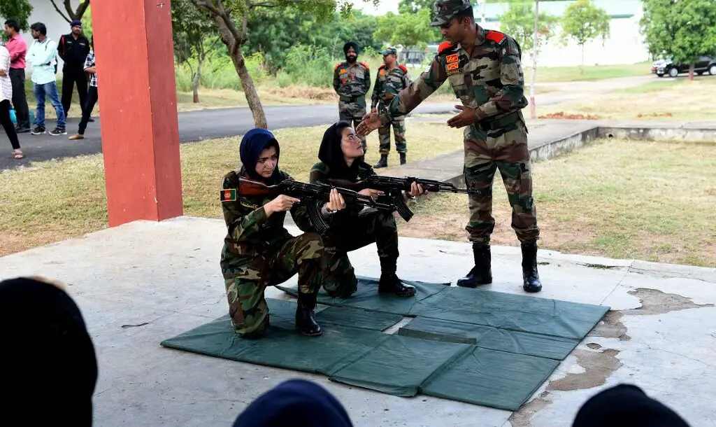 Afghan army cadets during a practice session in India