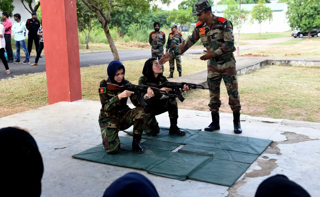 Afghan army cadets during a practice session in India
