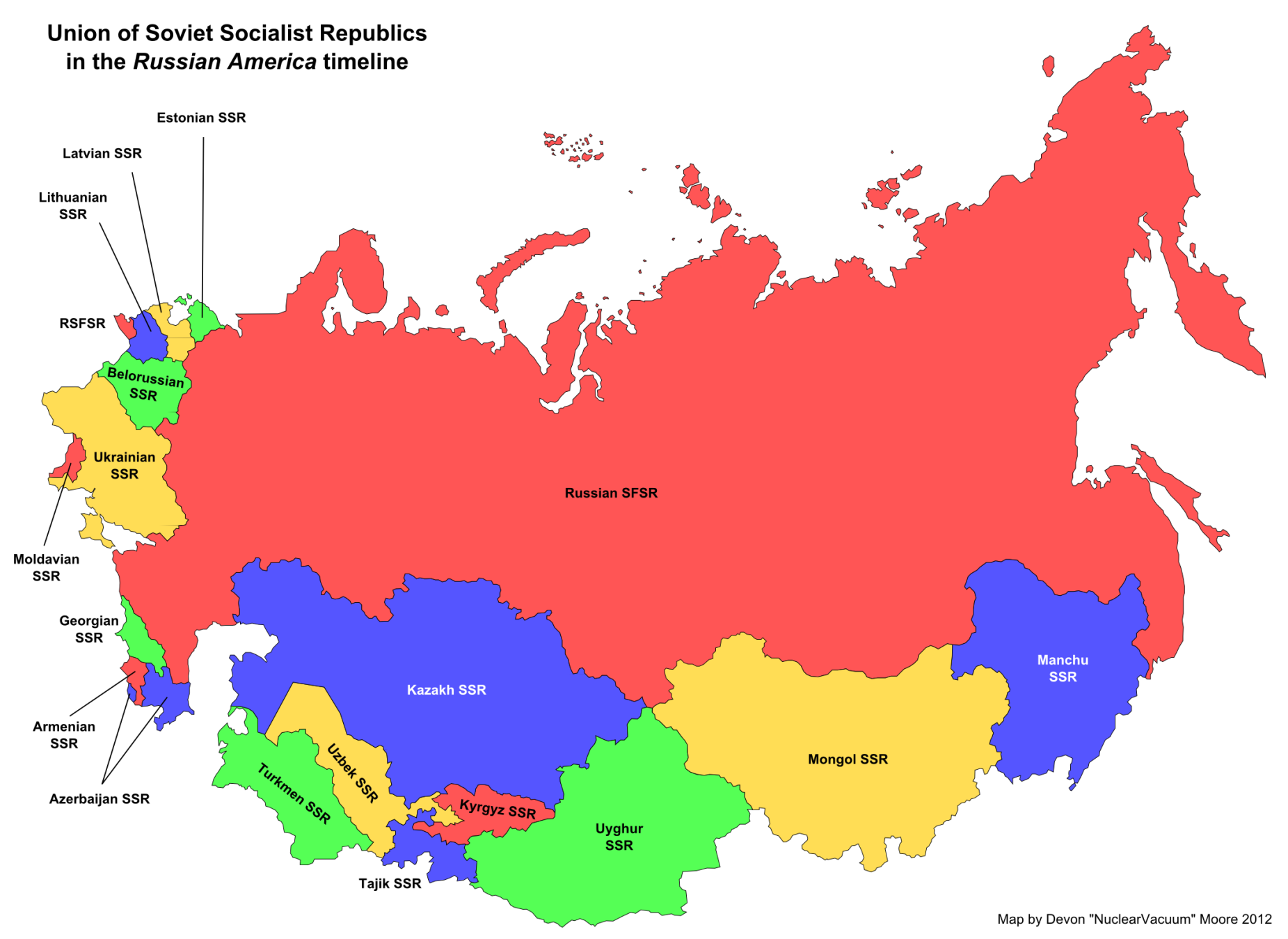 Map of the USSR’s 15 union republics
