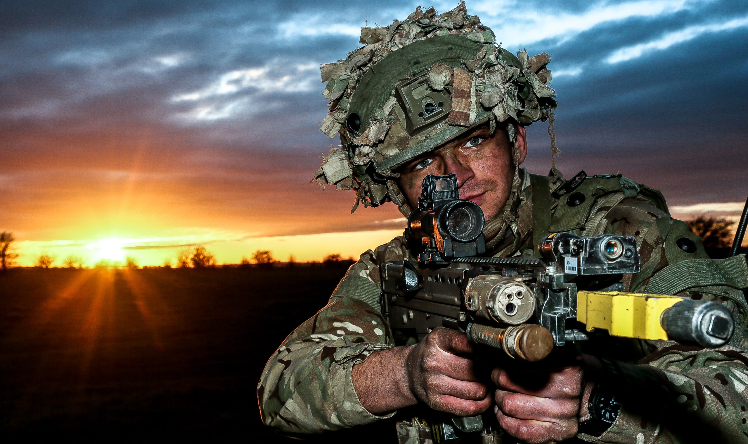 British Army personnel on Salisbury Plain Training Area during Exercise Wessex Storm. 