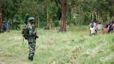 A soldier patrols in the DR Congo