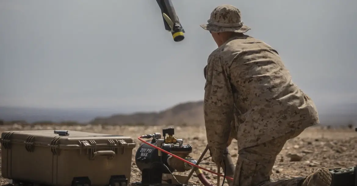 US Marine launches Switchblade 300 drone during training