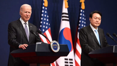 US President Joe Biden holds a press conference with South Korean President Yoon Suk-yeol at the People’s House in Seoul