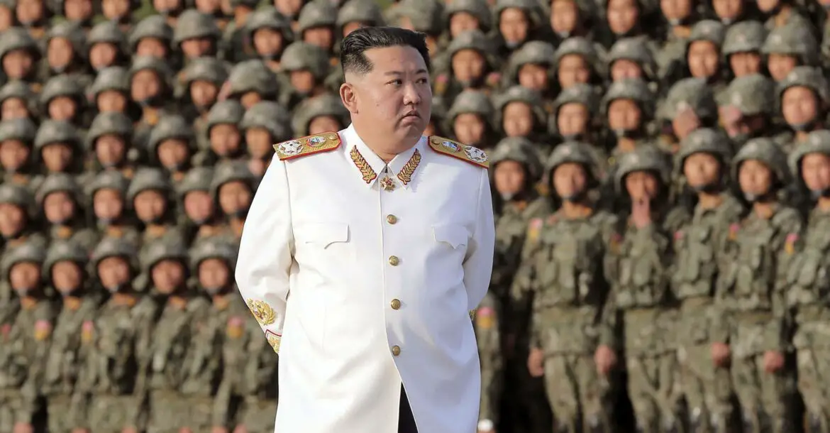 North Korean leader Kim Jong Un taking part in a parade ceremony to mark the 90th founding anniversary of the Korean People's Revolutionary Army