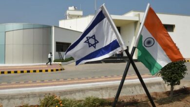 The flags of India and Israel