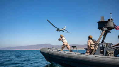 U.S. Marine Corps launches RQ-20B Puma Small Unmanned Aircraft System.