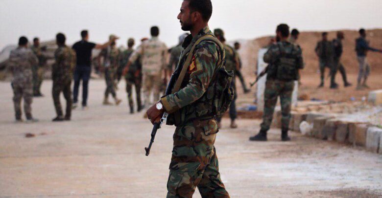 Syrian government forces at Tabqa air base in Syria's Raqqa region