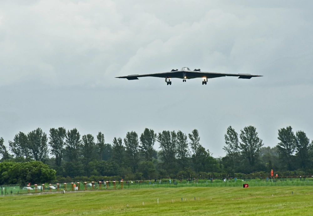 B-2 Spirit Stealth Bomber lands.
